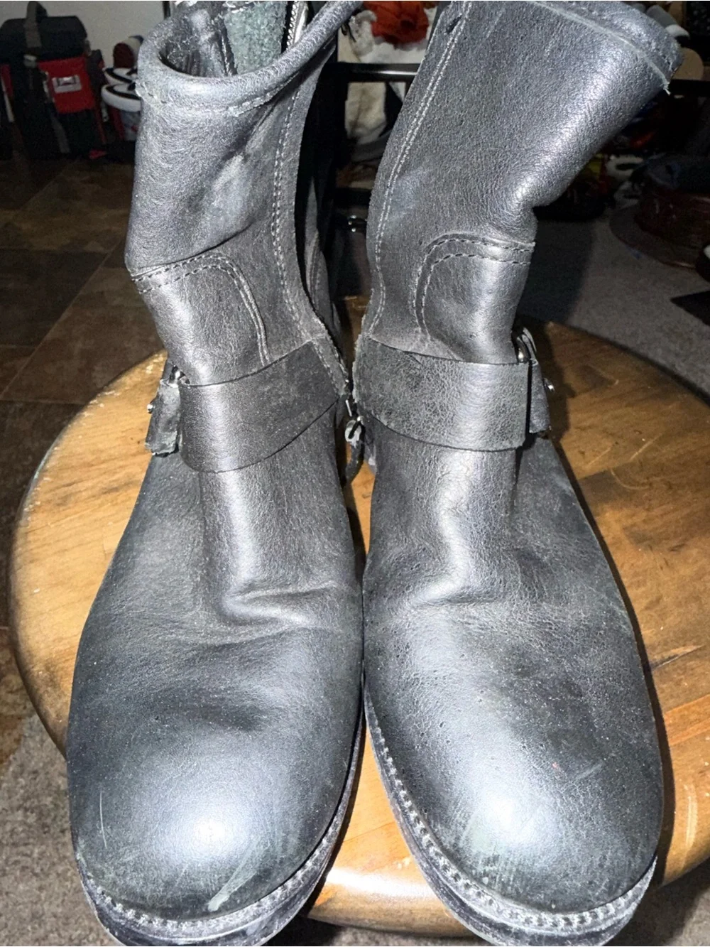 Tory Burch Black Leather Buckle Boots